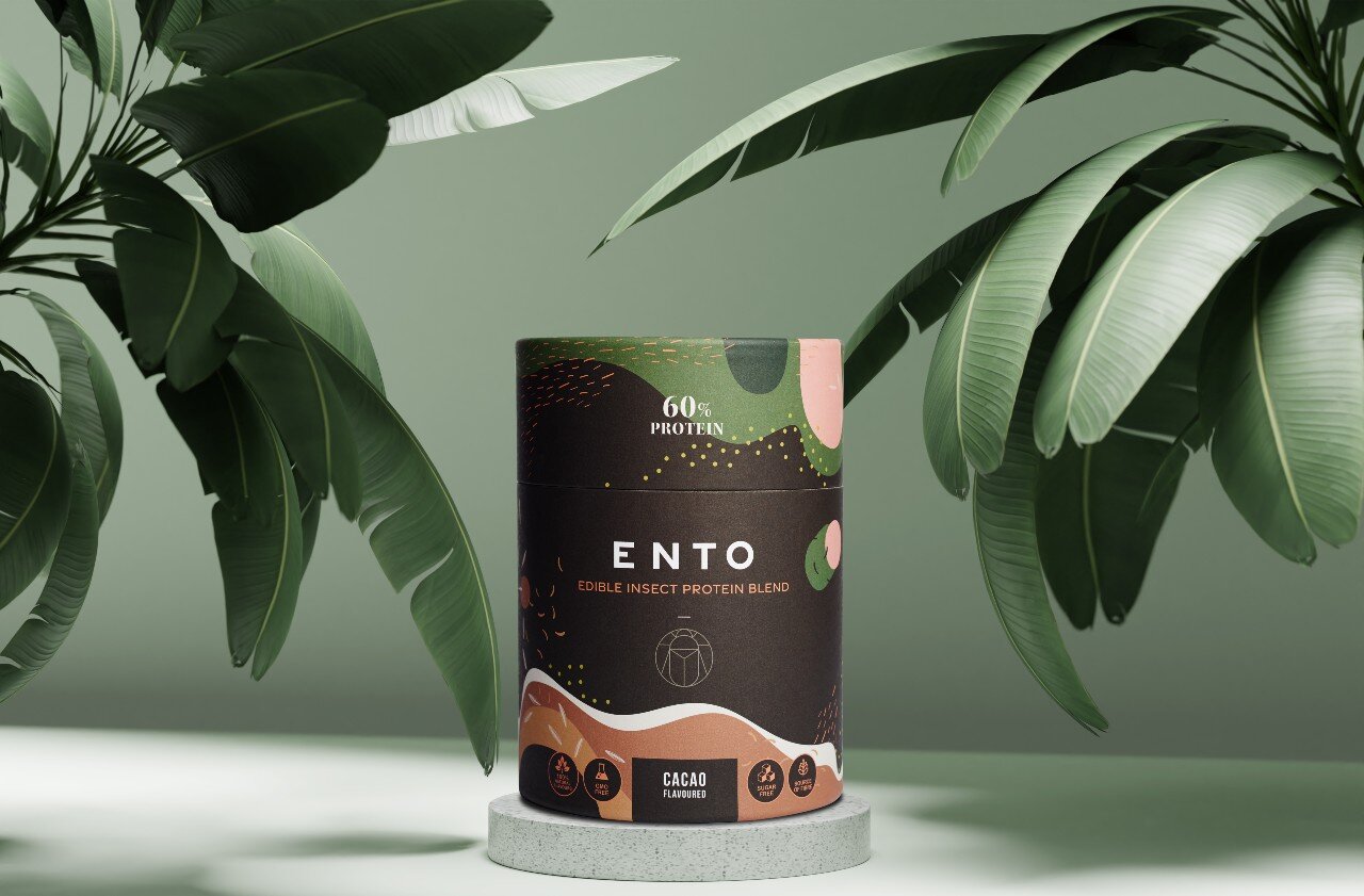 Ento Collective: Entovegan protein blend made with mealworm protein.